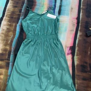 Silky Green Midi Summer Dress